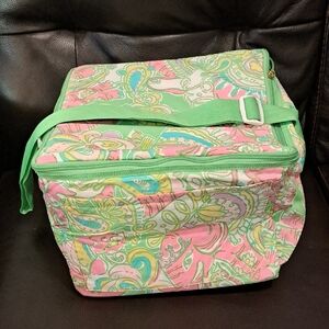 Lilly Pulitzer Chin Chin Pink/Green Collapsible Soft Side Cooler Bag